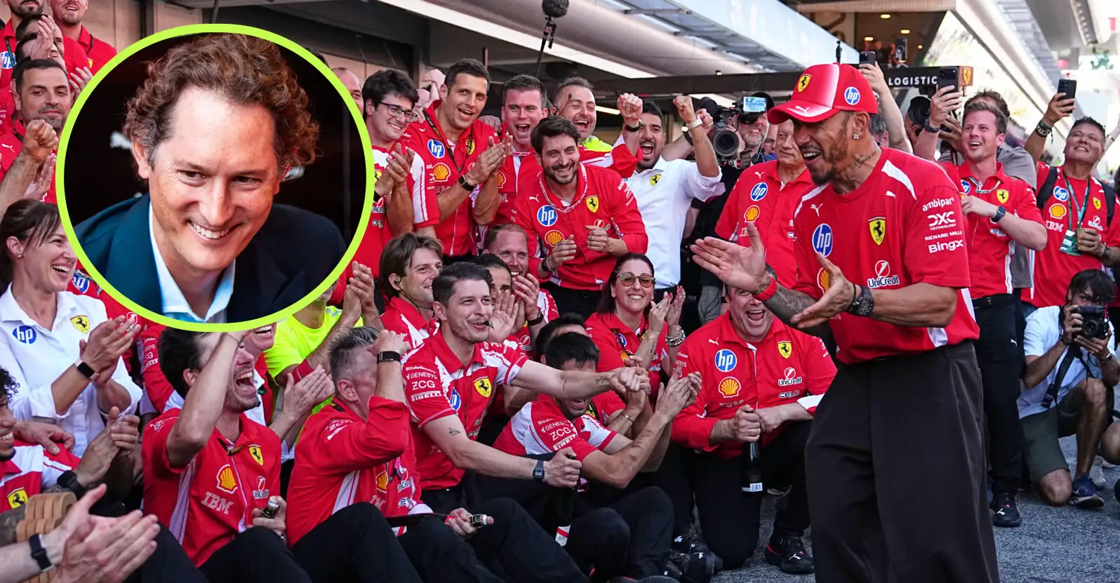 Six months after brutal criticism, John Elkann salutes Lewis Hamilton debut Ferrari win source thumbnail