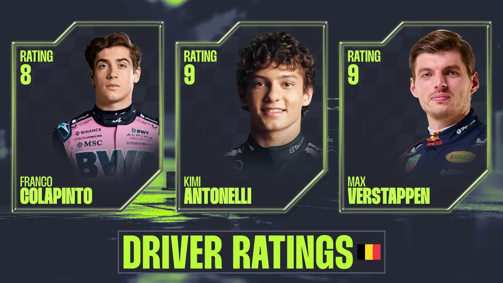 Belgian GP 2026 Driver Ratings: Antonelli delivers, Verstappen shines, McLaren left wondering thumbnail