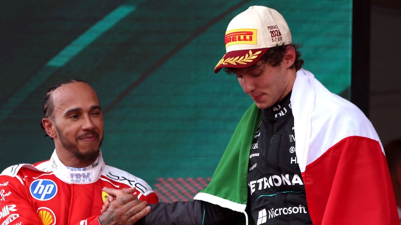 Lewis Hamilton hails Kimi Antonelli after fifth-straight win in Monaco: 'You're catching up' thumbnail