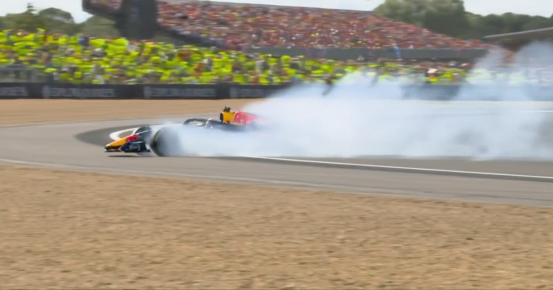 Max Verstappen triggers late British GP safety car after shock crash thumbnail