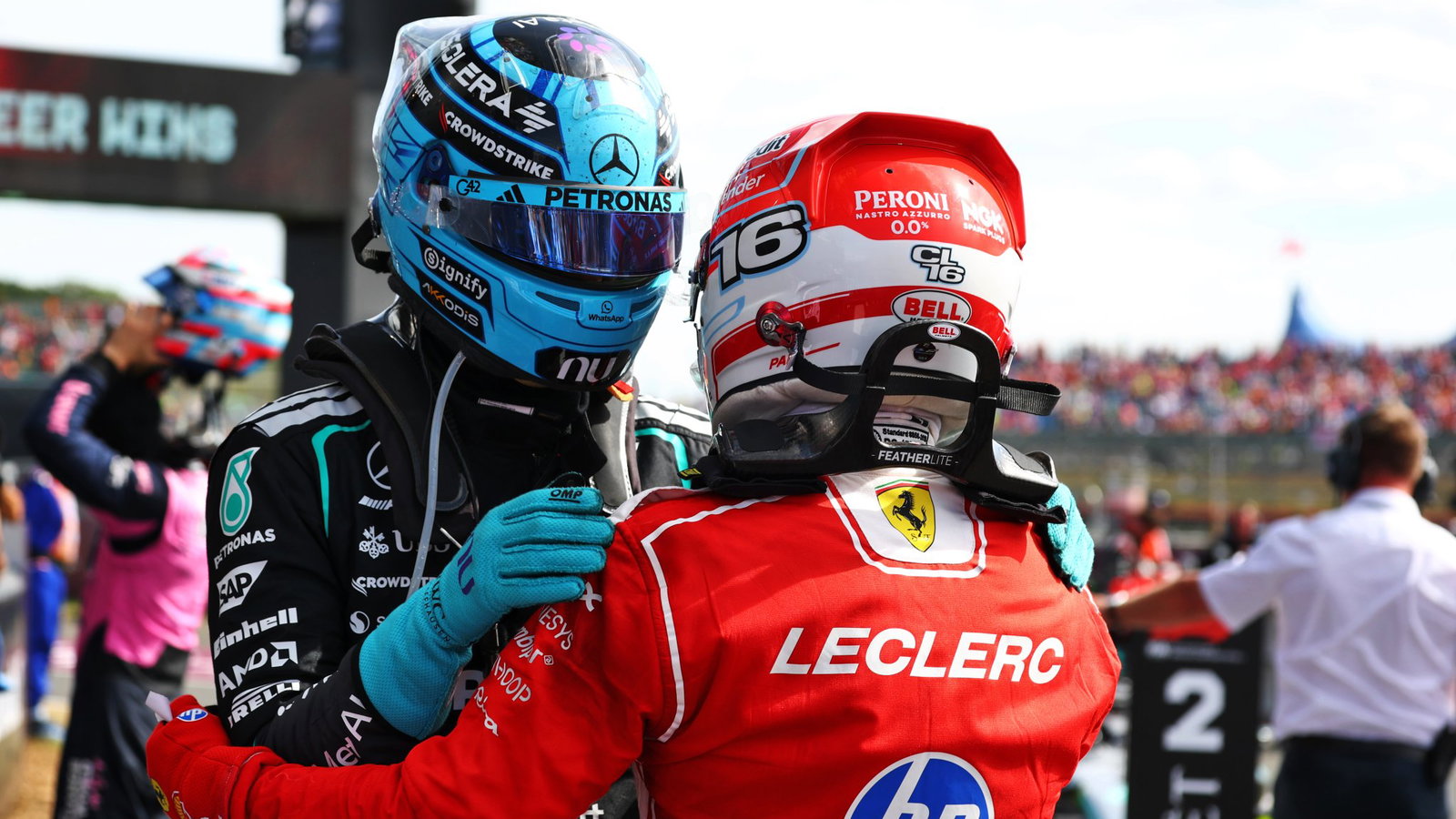 Russell explains viral Leclerc British GP cooldown room moment thumbnail