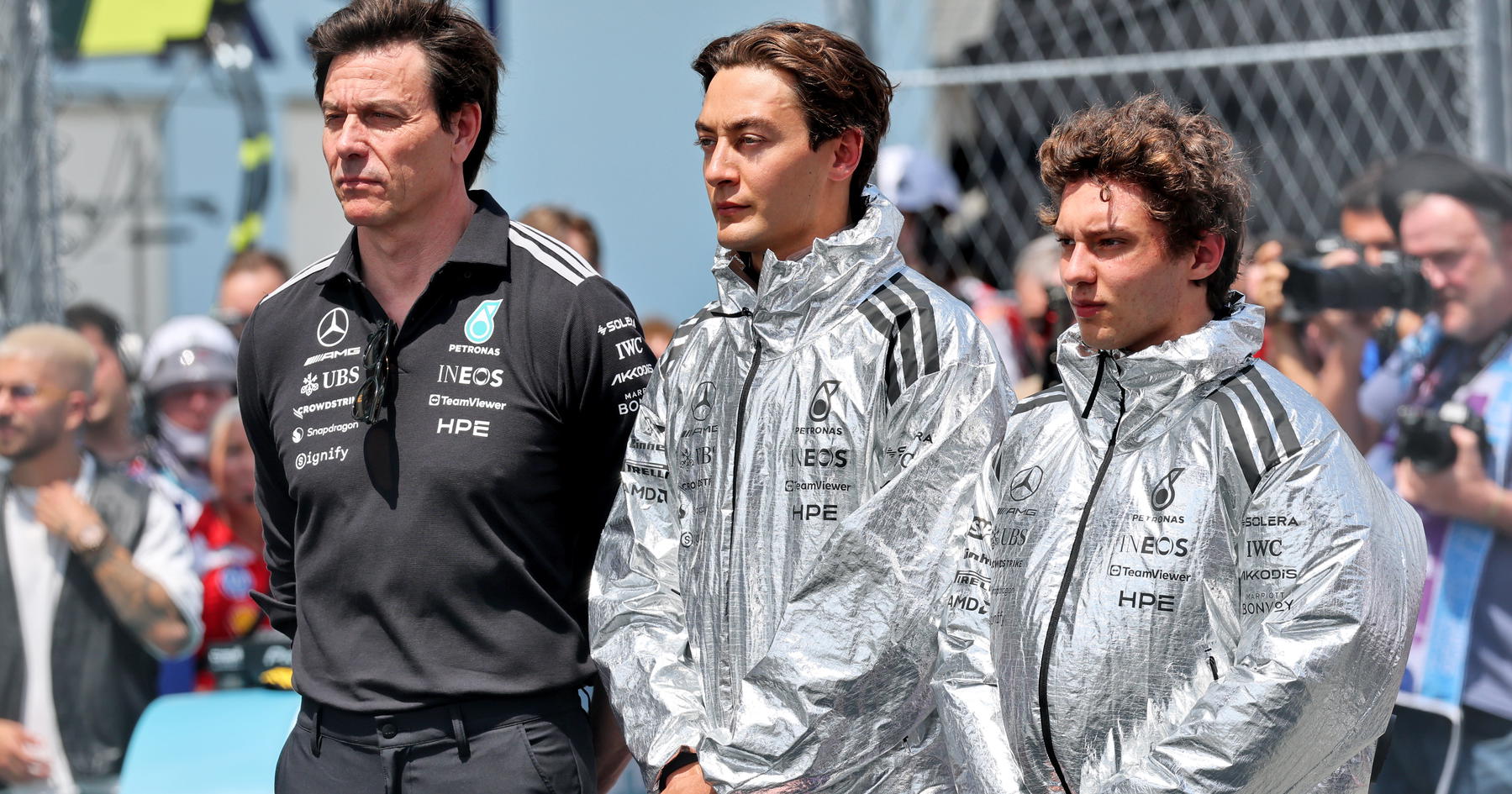 Toto Wolff makes 'Star Wars' vow after Kimi Antonelli George Russell on-track 'cinema' source thumbnail