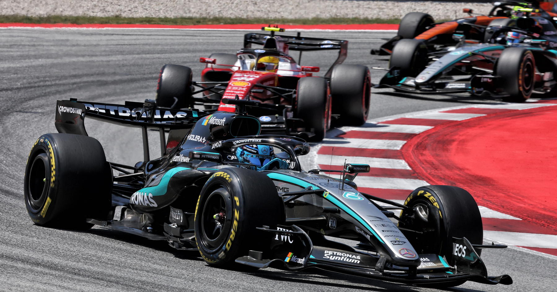 George Russell wary of Ferrari threat after Lewis Hamilton win: 'They're coming' source thumbnail