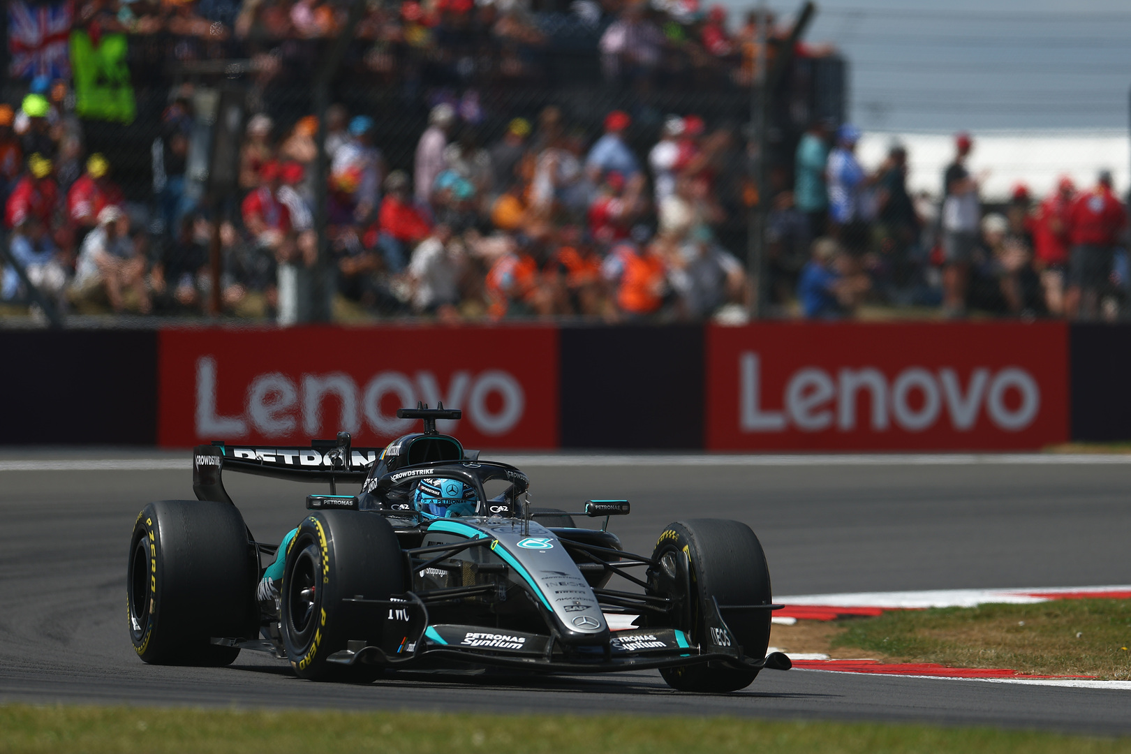 Russell baffled by car's mysterious speed deficit at Silverstone thumbnail