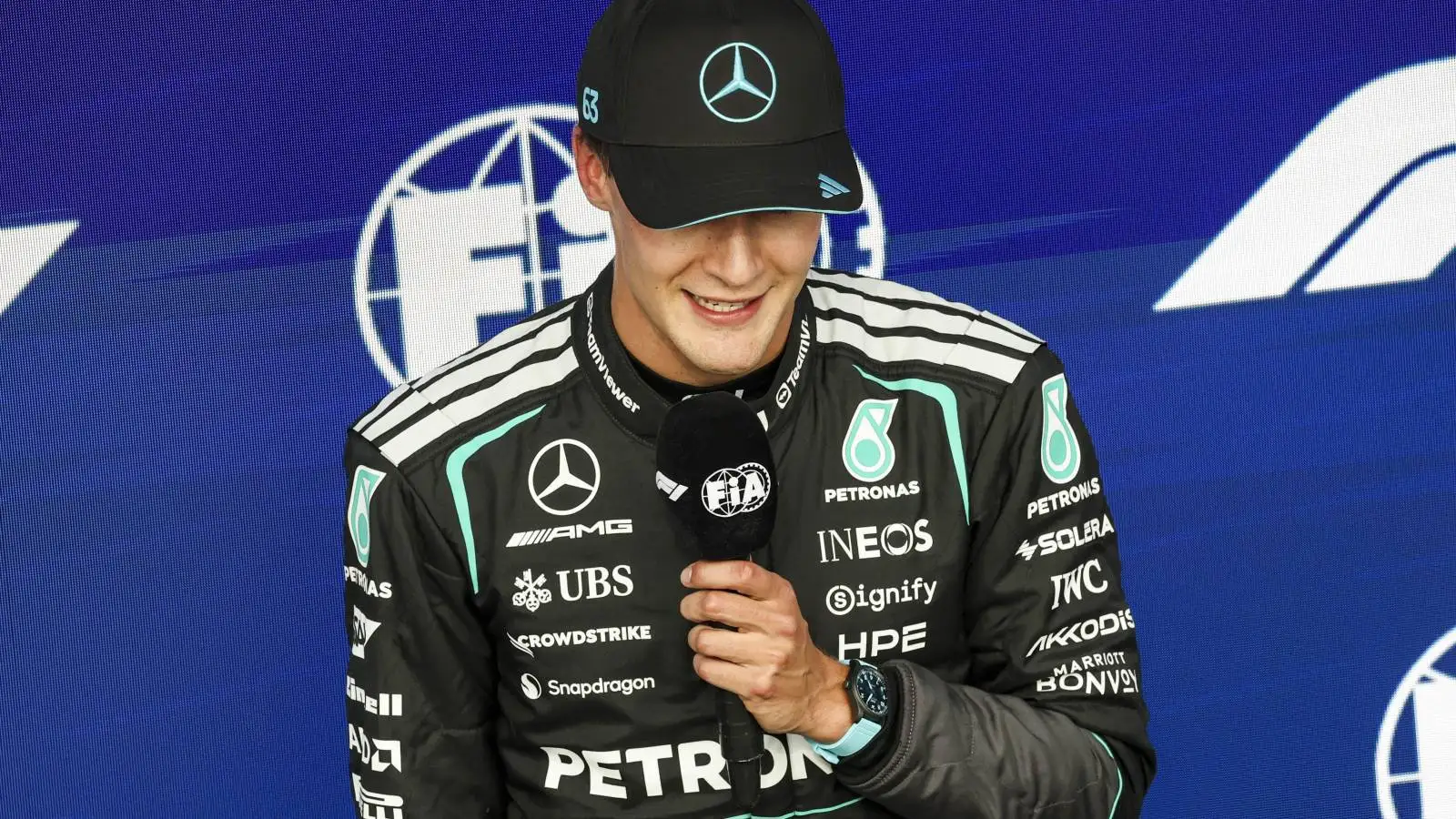 Martin Brundle reacts as FIA hands George Russell suspended fine source thumbnail
